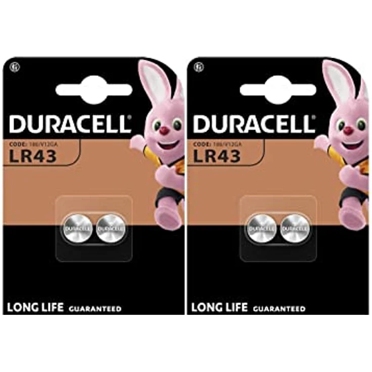 Duracell LR43 Knopfzelle, 2 Stück Packung mit hoher Lebensdauer für Taschenrechner und Uhren, 10er Set – Bild 1