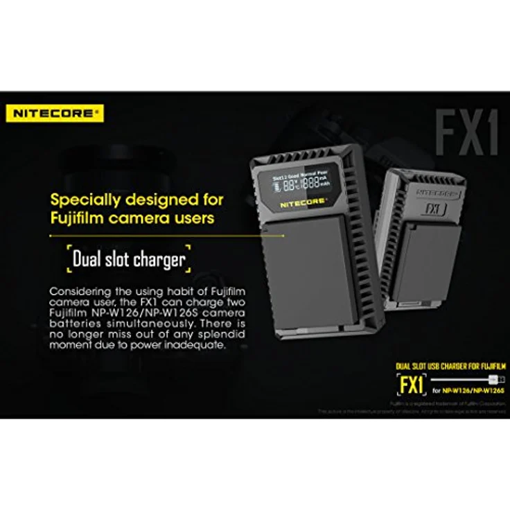 Nitecore USB-Ladegerät mit LCD-Display Fuji W126-s – Bild 3