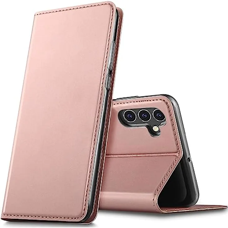 CoolGadget Handyhülle für Samsung Galaxy A54 5G Hülle, [Flip Tasche mit Kartenfach] Brieftasche Etui aus PU Leder Schutzhülle [Premium Wallet Case mit Aufstellfunktion]- Rosegold