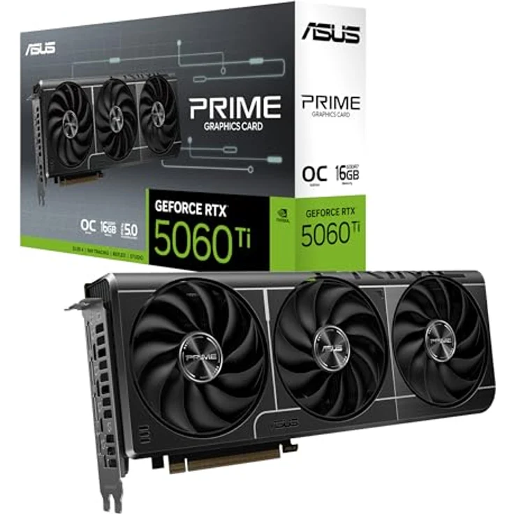 ASUS Prime GeForce RTX 5060 Ti OC Edition, 16GB GDDR7 Gaming Grafikkarte mit DLSS 4, PCIe 5.0, 3x DisplayPort 2.1b, 1x HDMI 2.1b, 2,5-Slot Design – Bild 1