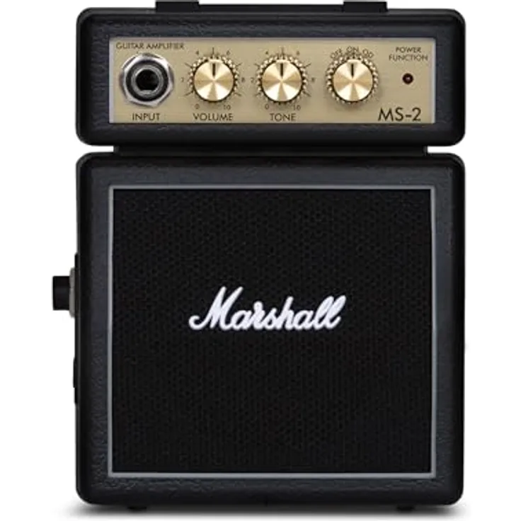 Marshall MS-2 Micro Amp Black, 1 Watt Mini-Combo Verstärker für E-Gitarre mit Overdrive-Modus und Kopfhöreranschluss