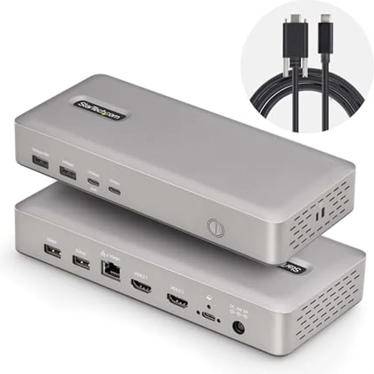 StarTech.com USB4 Docking Station, 40Gbps, 2X HDMI, 2X 4K60Hz/1x 8K60Hz, USB, 2.5GbE, 100W PD, USB-C Laptop Dockingstation