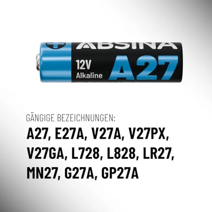 ABSINA 8X 27A 12V Batterie - Alkaline Mini auslaufsicher & langlebig - Garagentoröffner & mehr - MN27, A27A, LR27A, A27 12V (8er Pack) – Bild 4