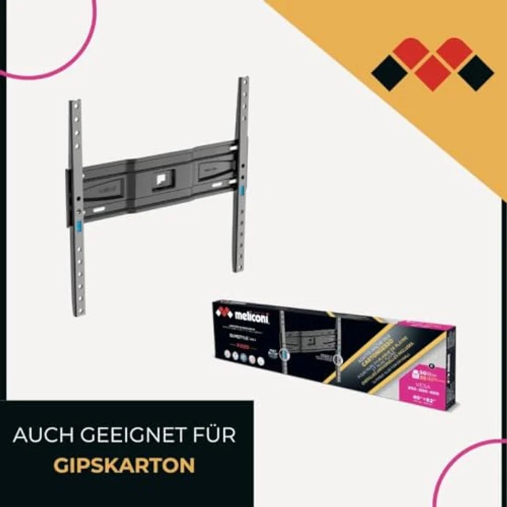 Meliconi Slimstyle Plus 400 S TV-Wandhalterung, für 40-82 Zoll TVs, Vesa 200-300-400, Fast Block, Made in Italien – Bild 2