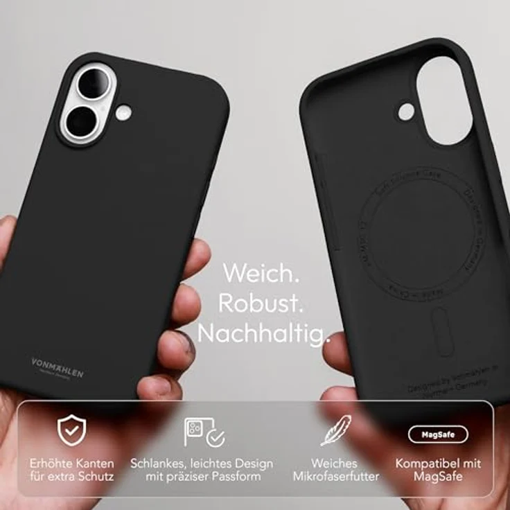 VONMÄHLEN Soft Silicone Case für iPhone - Weiche Silikonhülle aus 69% recycelten Materialien, kompatibel mit MagSafe, Mikrofaserfutter und Kamera-Displayschutz – Bild 2