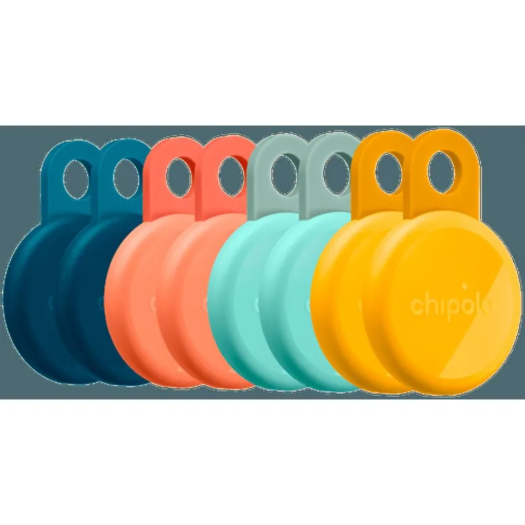 Chipolo LOOP 8-Pack, Bluetooth Tracker in Orange/Blau/Gelb/Minze mit USB-C Aufladung und 125 dB Alarm