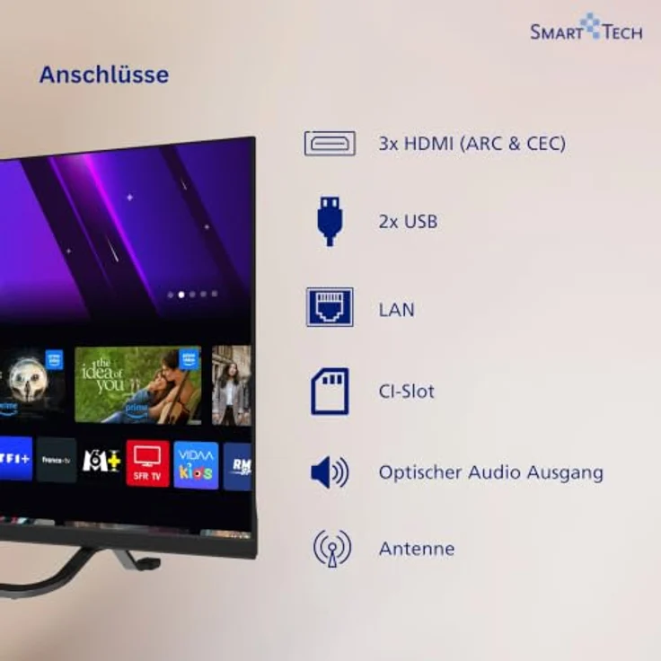 Smart Tech 24QV02VC QLED Fernseher 40 Zoll HD ready, 12 Volt, Triple-Tuner und VIDAA Smart TV – Bild 4