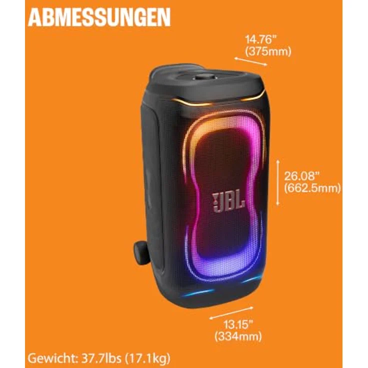 JBL PartyBox 330, 280 W Bluetooth Lautsprecher mit IPX4 und gratis JBL BATTERY 400 Ersatzakku, schwarz – Bild 7