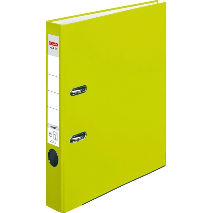 Herlitz Aktenordner maX.file protect A4 5cm neon grün, Qualitäts-Hebelmechanik mit extremer Zuhaltekraft – Bild 1