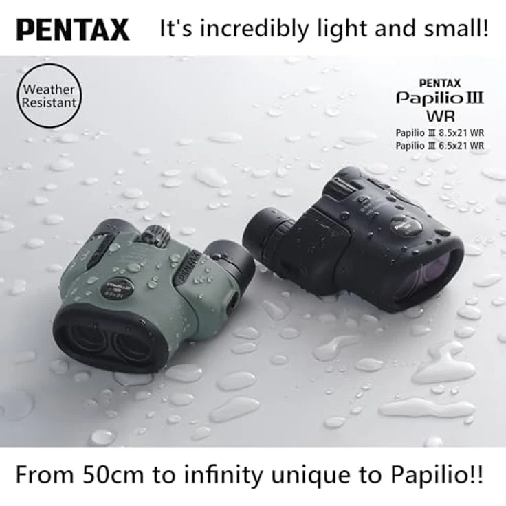Pentax Papilio III 8,5 x 21 Fernglas, wetterbeständig, Schwarz, 50 cm Nahfokus, spritzwassergeschützt, HD-Vergütung für Naturbeobachtung und Live-Sport – Bild 5