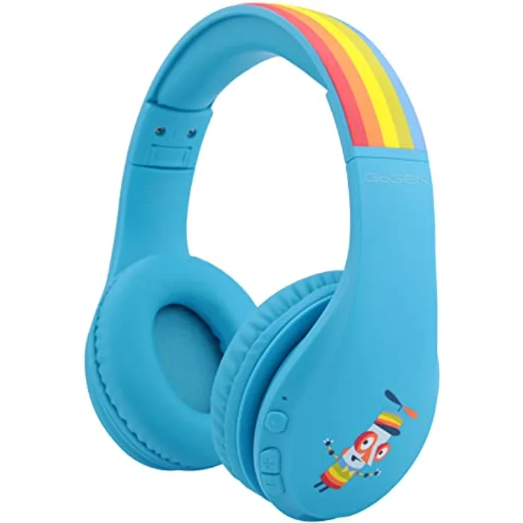 GOGEN Kinderkopfhörer Duo, Bluetooth & AUX, bis zu 45 Stunden Akku, Geräuschbegrenzung, faltbar, blau