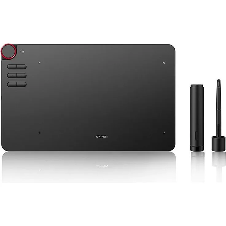 XP-PEN Deco 03 Grafiktablett zum Fernunterricht Home-Office Distance Learning Grafiktablett (10), rote Mutlifunktionsscheibe, 8192 Druckstufen, 10 x 5.62 Zoll Arbeitsbereich