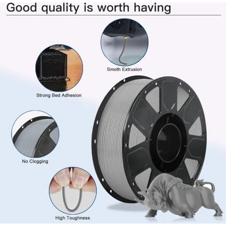 Creality Ender PLA Filament Grey, 3D-Druckmaterial auf Rolle, grau, 1 kg, 1,75 mm – Bild 4