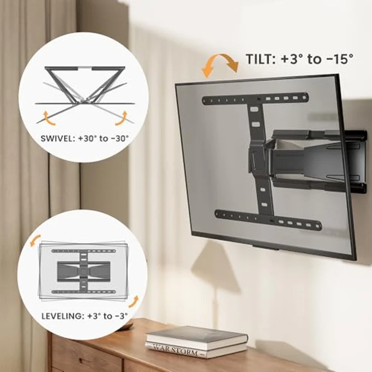 VALUE TV-Wandhalterung, Ultra-Slim, 43-90 Zoll, bis 50 kg, Wandabstand 19,5 mm - Schwarz – Bild 4