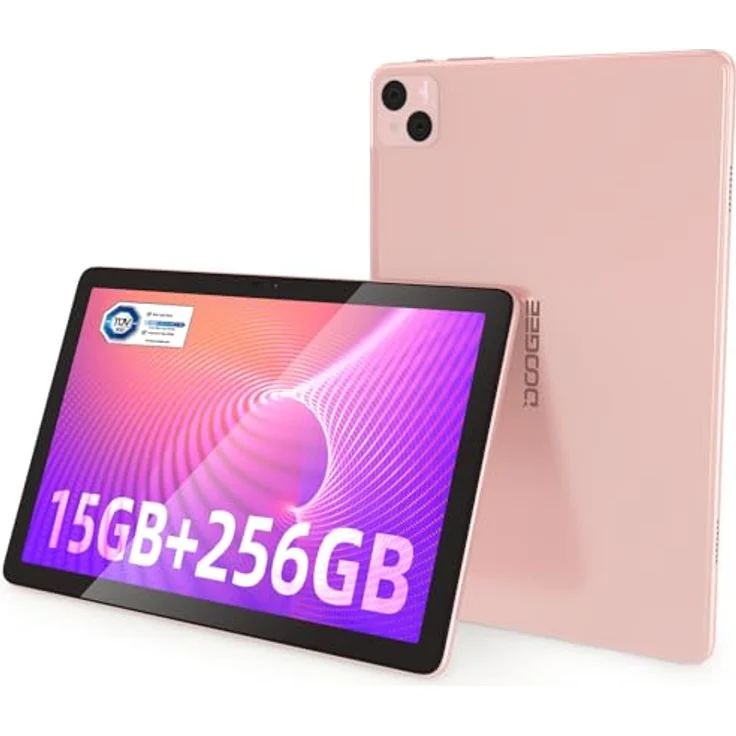 DOOGEE T10 Pro Tablet 10,1 Zoll FHD+ mit 15 GB RAM + 256 GB ROM (1 TB erweiterbar), 8580 mAh Akku, Octa-Core Android 12 Tablet mit Dual 4G LTE, WiFi 2,4/5G, TÜV-Zertifiziert, 13MP + 8MP, Pink – Bild 1