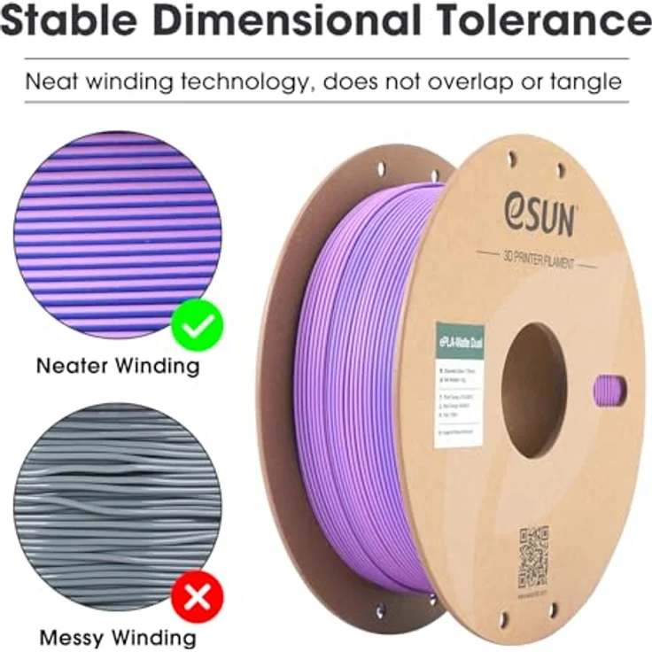 eSUN Matte Dual Colour Filament, 1.75mm PLA Filament in Violett Blau, glanzfreie Farbe, gefrostete Textur, 1KG Spule (2.2 LBS) für 3D Drucker – Bild 3