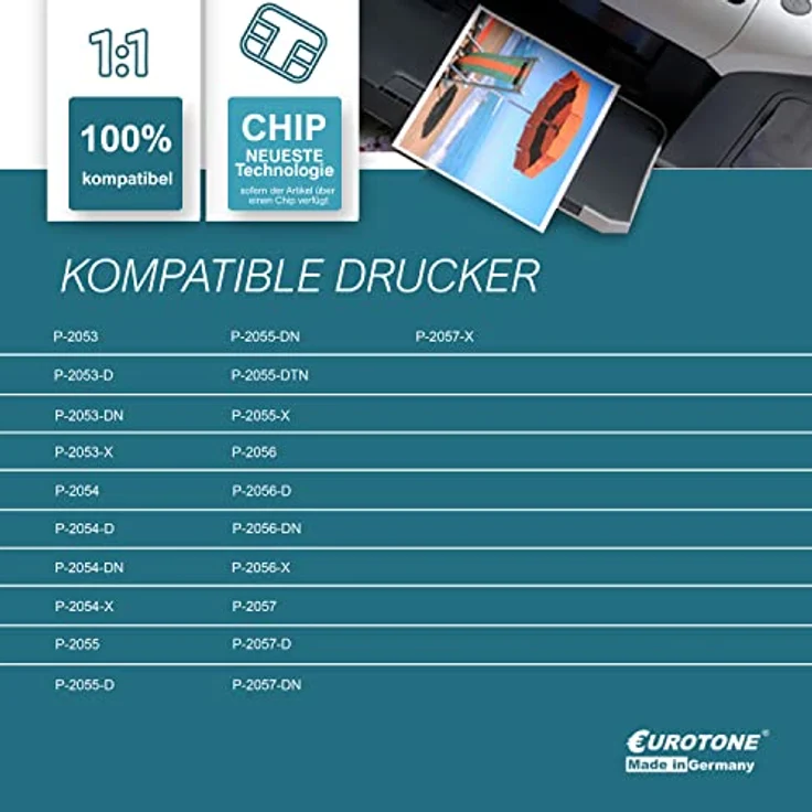 Eurotone 1x kompatibler Toner für HP LaserJet P 2033 2034 2035 2036 2037 2053 2054 2055 2056 2057, Schwarz, ersetzt CE505A 05A, Reichweite ca. 2.300 Seiten – Bild 3