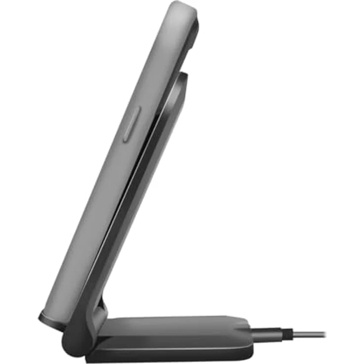 Logilink Smartphoneständer mit kabelloser Ladefunktion, 2 Spulen, für 4–7" große Qi-fähige Geräte, einstellbare Betrachtungswinkel, Schwarz – Bild 2