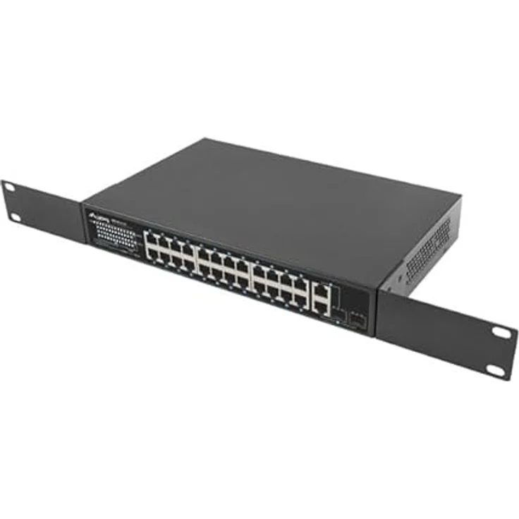 Lanberg Switch 24X 100MB DSP+/2X Combo Rack 19" 250W, PoE-Switch mit intelligentem Port-Trennmodus, weiß – Bild 3