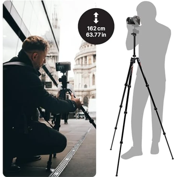 Manfrotto MKBFRTC4GTA-BH Befree GT Carbon Alpha Reisestativ Twist (Drehverschluss) mit Kugelkopf, inkl. Tasche, speziell für Sony Kameras aus Carbon (Traglast: 10kg, Packmaß: 43cm, Gewicht: 1,55kg) – Bild 3