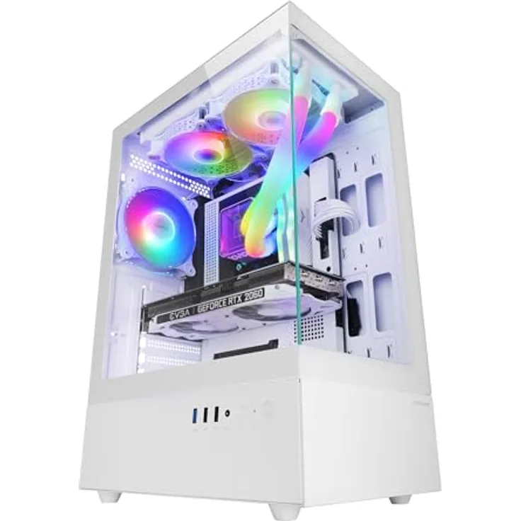 Mars Gaming MC-XO, ATX Semitorre mit Doppeltem Tempered Glass, FRGB 120mm Lüfter, Doppelkammer-Design, Weiß