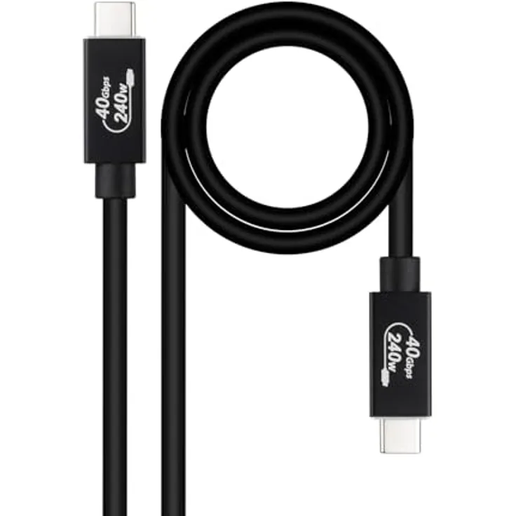 Nanocable USB-C-Kabel 10.01.5001, 1 m in Schwarz, 40 Gbps, HDR Technologie