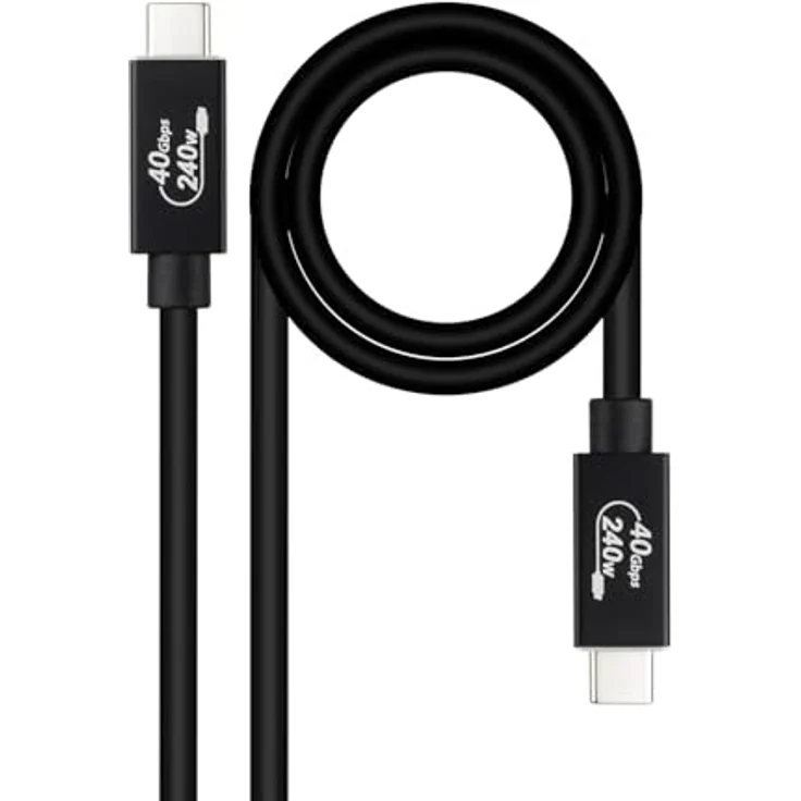 Nanocable USB-C-Kabel 10.01.5001, 1 m in Schwarz, 40 Gbps, HDR Technologie – Bild 1