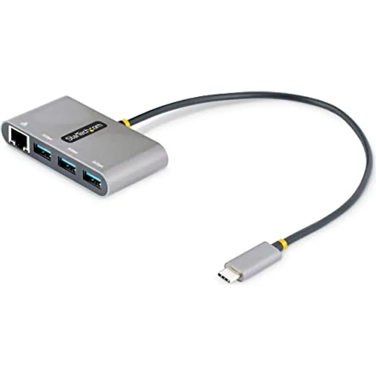 StarTech.com 3-Port USB-C Hub mit Ethernet - 3X USB-A - Gigabit Ethernet - Multi USB 3.0 5 Gbit/s - Thunderbolt 3 Adapter/Reiseadapter - 30cm Kabel - USB-C auf USB-A Splitter/Verteiler (HB30C3A1GEA2)