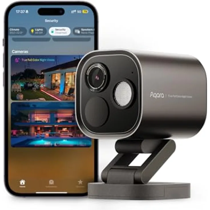 Aqara G5 Pro 4MP Kamera-Hub, WLAN-Überwachungskamera mit Echtfarbe Nachtsicht, 2,4/5GHz, HomeKit Secure Video, Grau