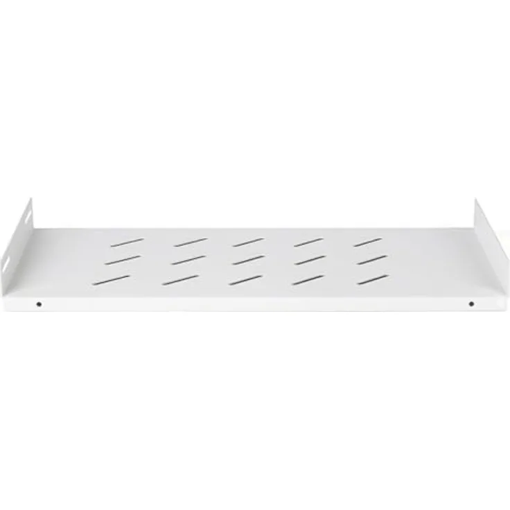 DSIT Serverschrank Fachboden für 450mm Tiefe Wandschränke – 1 HE, weiße Ausführung, Tragfähigkeit 8 kg, Maße 485 x 270 x 44 mm