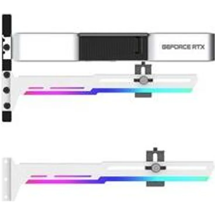 1stCOOL GPU Holder ARGB, einstellbarer weißer VGA-Halter aus Metall mit RGB-Beleuchtung und flexibler Silikonstütze