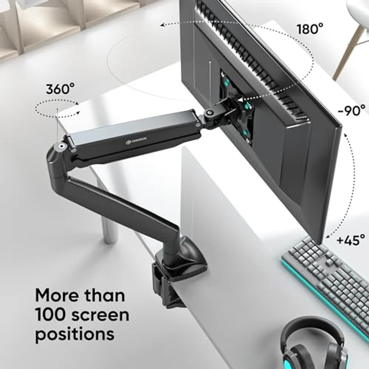 ONKRON Tischhalterung für TV und Monitore 13" - 32" mit einem Gewicht von bis zu 9 kg max VESA 100x100 neigbar -90° bis +45° schwenkbar 180° drehbar 360° schwarz G100-B – Bild 3
