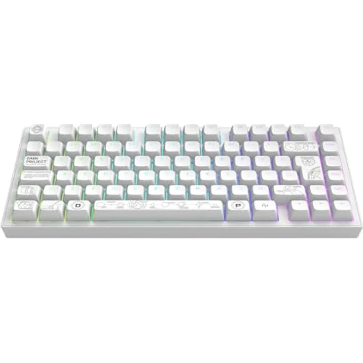 Dark Project Nova White 81 RGB Wireless, Mechanische Tastatur mit Vollaluminiumgehäuse, Kabellose Bluetooth-Konnektivität und 100 Stunden Akkulaufzeit, Weiss – Bild 1