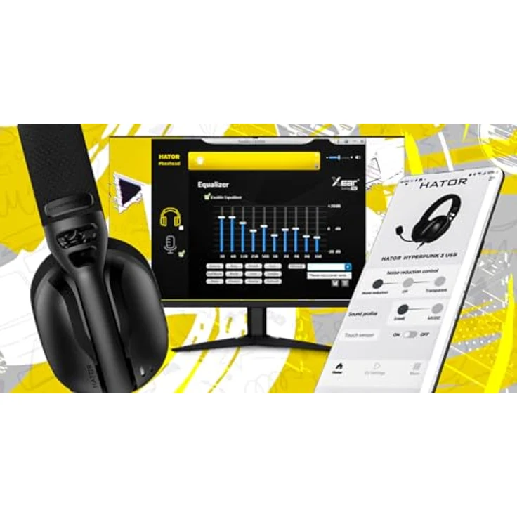 Hator Hyperpunk 3 USB, Kabelgebundenes Gaming Headset mit Hi-Res-Sound und 7.1 Surround-Sound, Schwarz – Bild 9