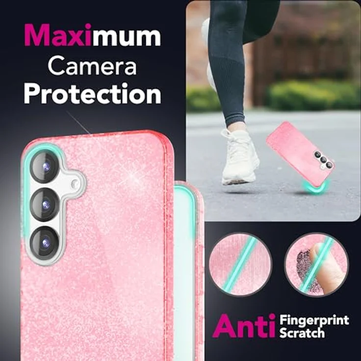 Nalia ShinePop Smartphone-Hülle für Samsung Galaxy S25, glänzende Glitzer Hülle mit 3-in-1-Schutz und Wireless Charging kompatibel – Bild 4