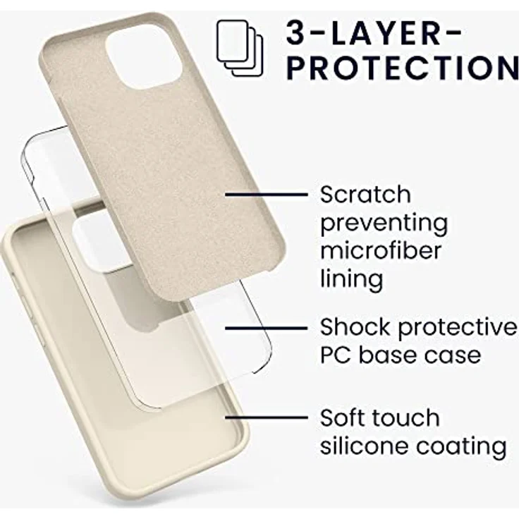 kwmobile Handyhülle für iPhone 13 mini, Silikon Case in Creme, kabelloses Laden, rutschfest und elastisch – Bild 2