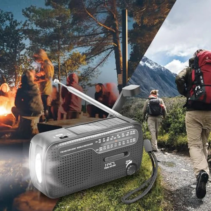 LogiLink Notfallradio 4-in-1, AM/FM, Handkurbel, Solarpanel, Powerbank-Funktion, LED-Taschenlampe, 1200 mAh Akku – Bild 4