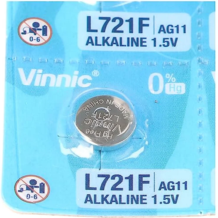 Vinnic Alkalibatterie G11/AG11/L721/LR58, 10 Stück Knopfzellen mit 1,5 V, sehr geringe Selbstentladung, ideal für Taschenrechner und Spielzeuge – Bild 2