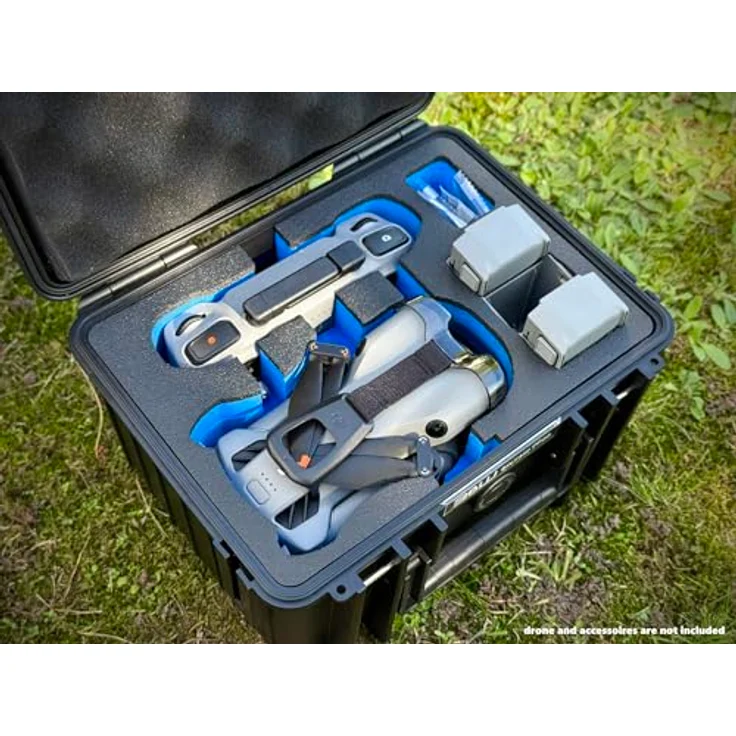 B & W International Transportkoffer für DJI Mini 5 Pro, wasserdicht und stoßfest, mit Hartschaumanlage, schwarz/blau – Bild 6