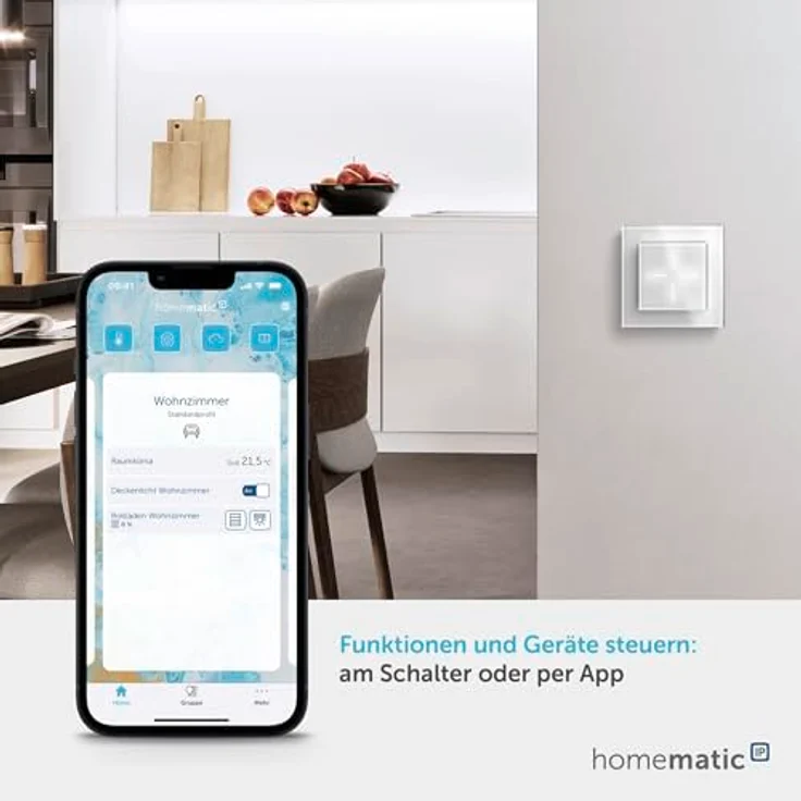 Homematic IP Funk Taster Funk Glastaster, elegantes Echtglas-Design mit 4 konfigurierbaren Tasten und Hintergrundbeleuchtung – Bild 2