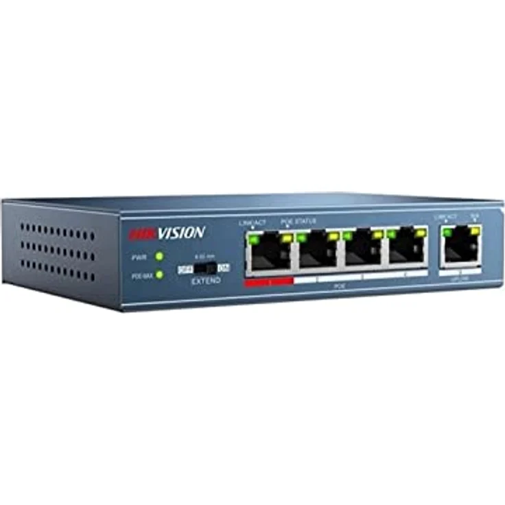 Switch HIKVISION 4 POE 10/100M Unmanaged, +1 Porta Uplink da 100M, 802.3af/at 25 – Bild 1