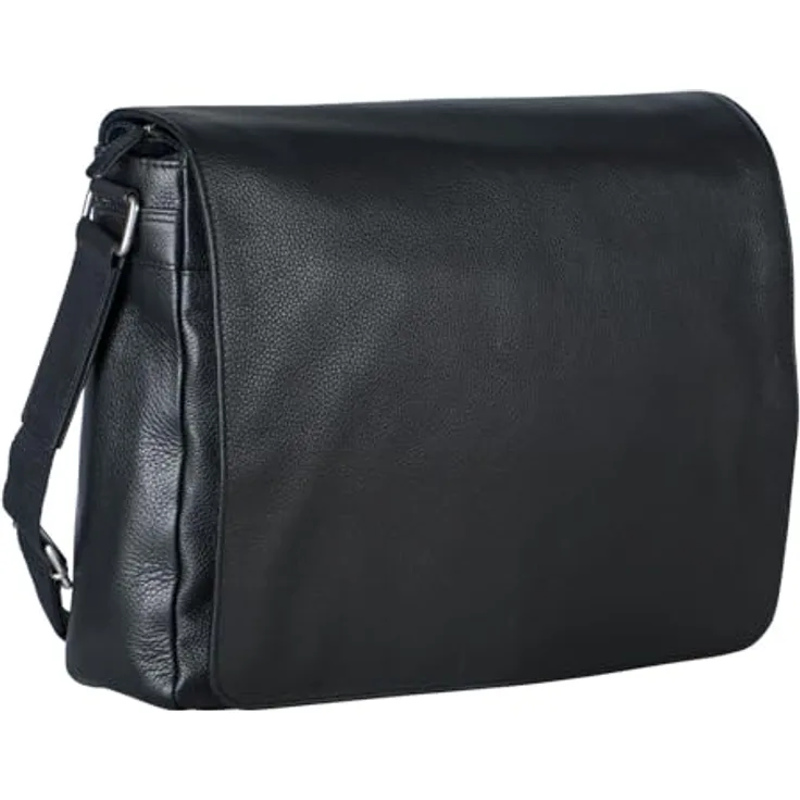 Leonhard Heyden Laptoptasche Berlin 7370, Umhängetasche für Laptops bis 30x22x4 cm, schwarz, mit Organizer und Trolley-Aufsteckfunktion