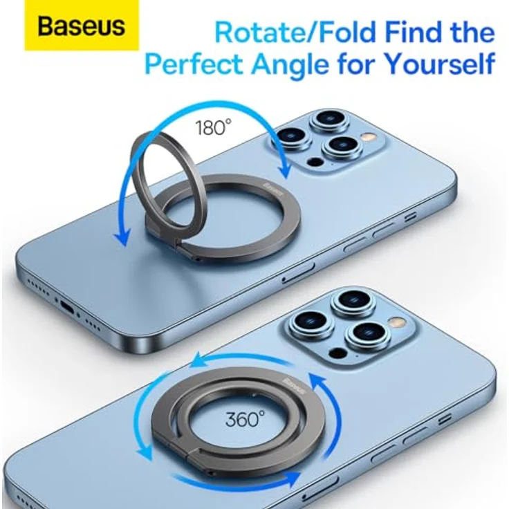 Baseus Tool Halo Magnetic Ring Holder Phone Stand, Aluminium Legierung, für Smartphones ab 5.4 Zoll, grau – Bild 3