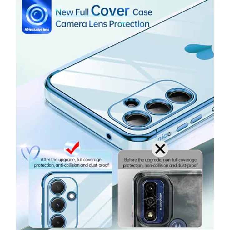 LeYi Hülle für Samsung Galaxy A35 5G, TPU Silikon Schutzhülle mit Herz Muster und 2 Schutzfolien, stoßfest, kratzfest, blau – Bild 2
