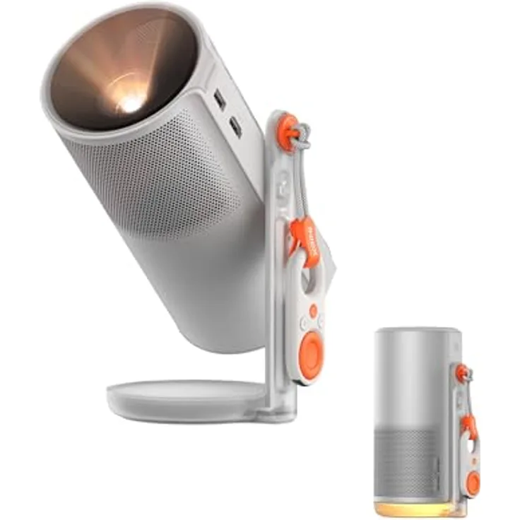 XGIMI MoGo 4 Mini Beamer mit Akku – Smart Outdoor Heimkino mit Google TV, 1080p, 450 ISO-Lumen, 2,5h Laufzeit, 2×6W Harman Kardon, inkl. 360° Ständer und magnetischem Filter