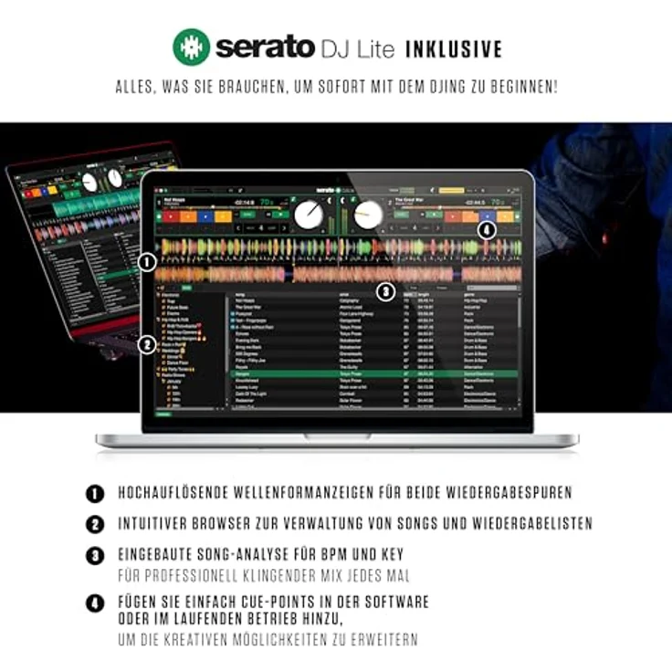 Numark Mixtrack Platinum FX - DJ-Controller für Serato DJ mit 4-Deck Kontrolle, DJ-Mixer, integriertem Audio Interface, Jogwheel-Displays und Effektpaddeln – Bild 5