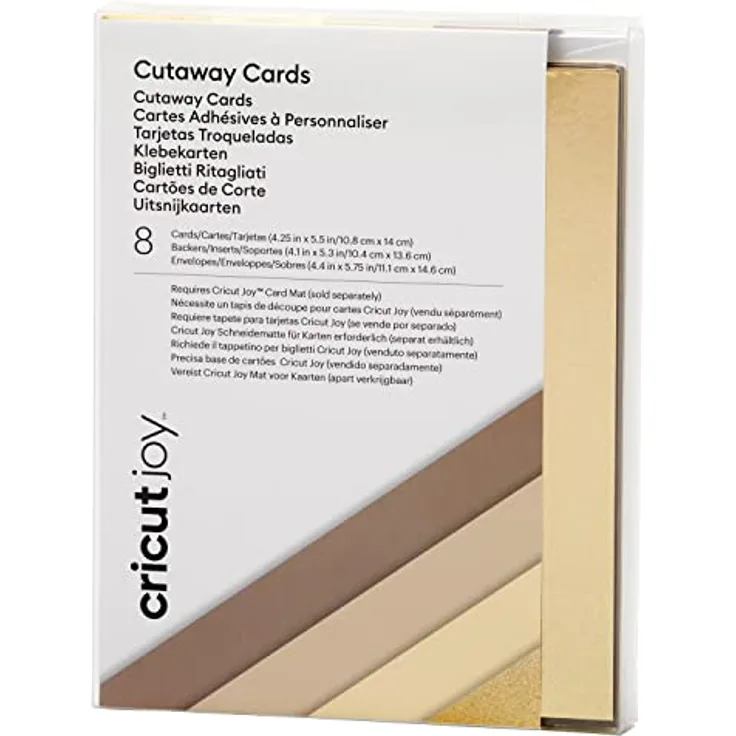 Cricut Cutaway Cards, Set mit 8 Karten in Grau, Khaki und Creme, für Cricut Joy mit Umschlägen und holographischen Einlagen