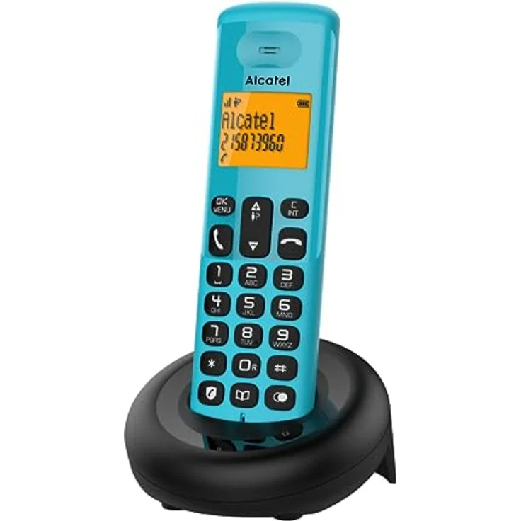 Alcatel Festnetztelefon E160 Mobilteil Handset inkl. Ladeschale, Schnurloses DECT-Telefon, Blau, Wireless, Hintergrundbeleuchtetes Display – Bild 6
