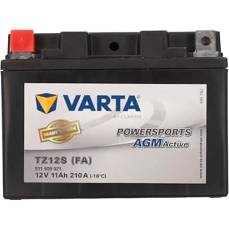 VARTA Powersports Motorradbatterie TZ12S (FA), 11 Ah / 210 A, wartungsfrei, AGM-Technologie, hohe Vibrationsfestigkeit – Bild 2