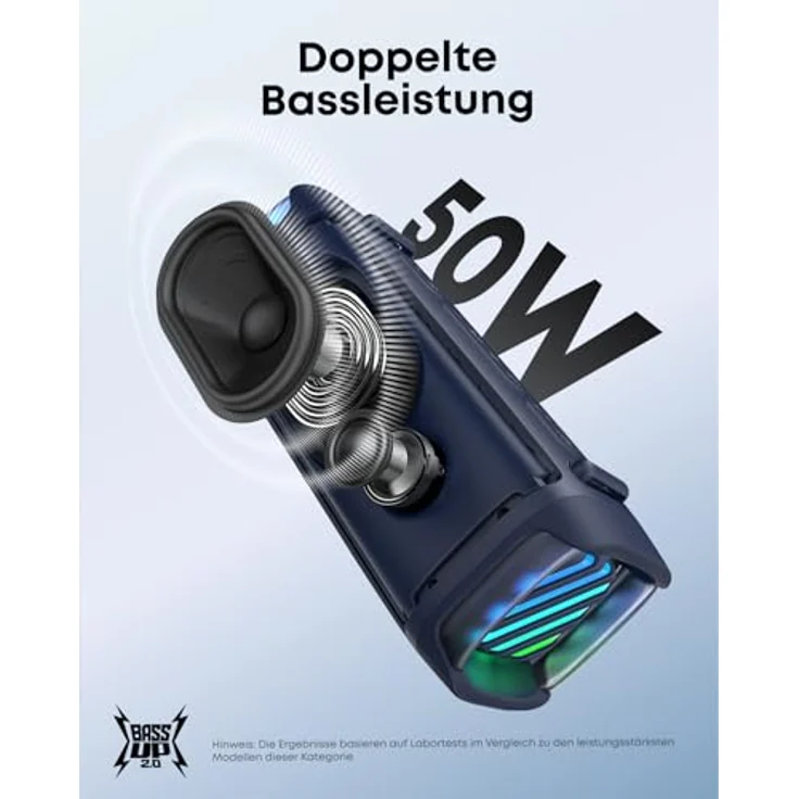 soundcore Boom 3i, Robuster Outdoor Lautsprecher, Bluetooth Lautsprecher, IP68 wasserdicht, 50W BassUp™ 2.0 Sound, BT 5.3, 16h Akkulaufzeit, Lichtshow + TWS-Stereo für Kajak, Angeln, Campen – Bild 5